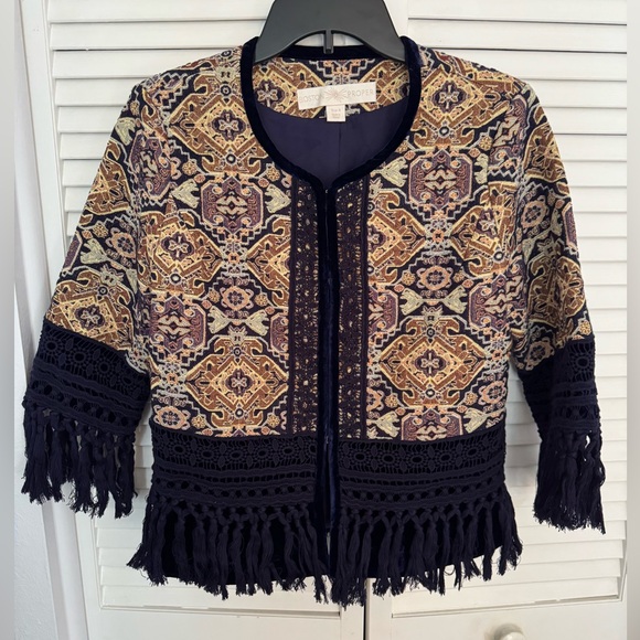 Boston Proper Boho Brocade Jacket. Size 4 - Picture 2 of 10